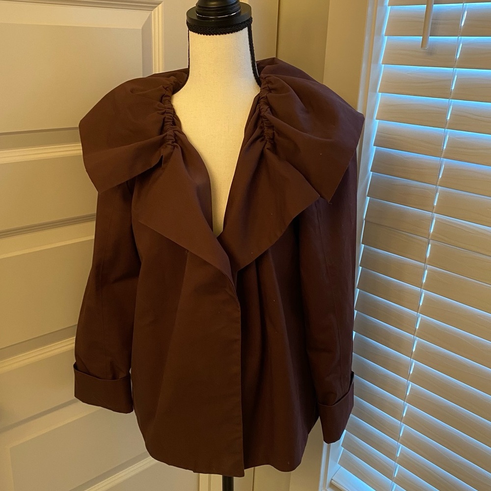Simply Vera Vera Wang Chocolate Brown Ruffled Collar Blazer